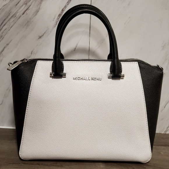 MICHAEL KORS 'Nolita' medium black/white satchel - Picture 1 of 5